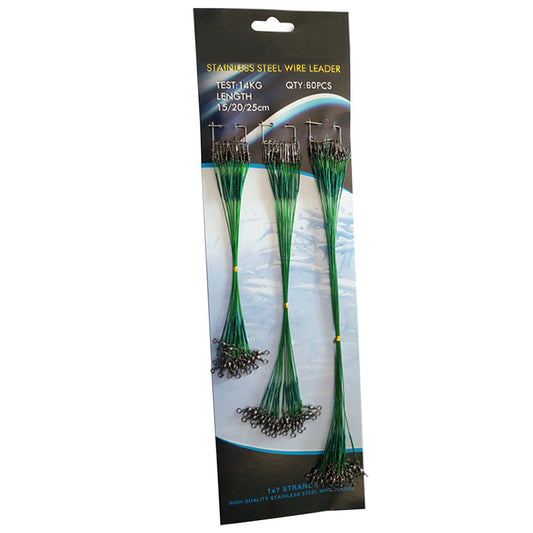 60Pcs Lure Fishhook Anti-bite Fishing Line Leash Cord Steel Wire Leader Tackle