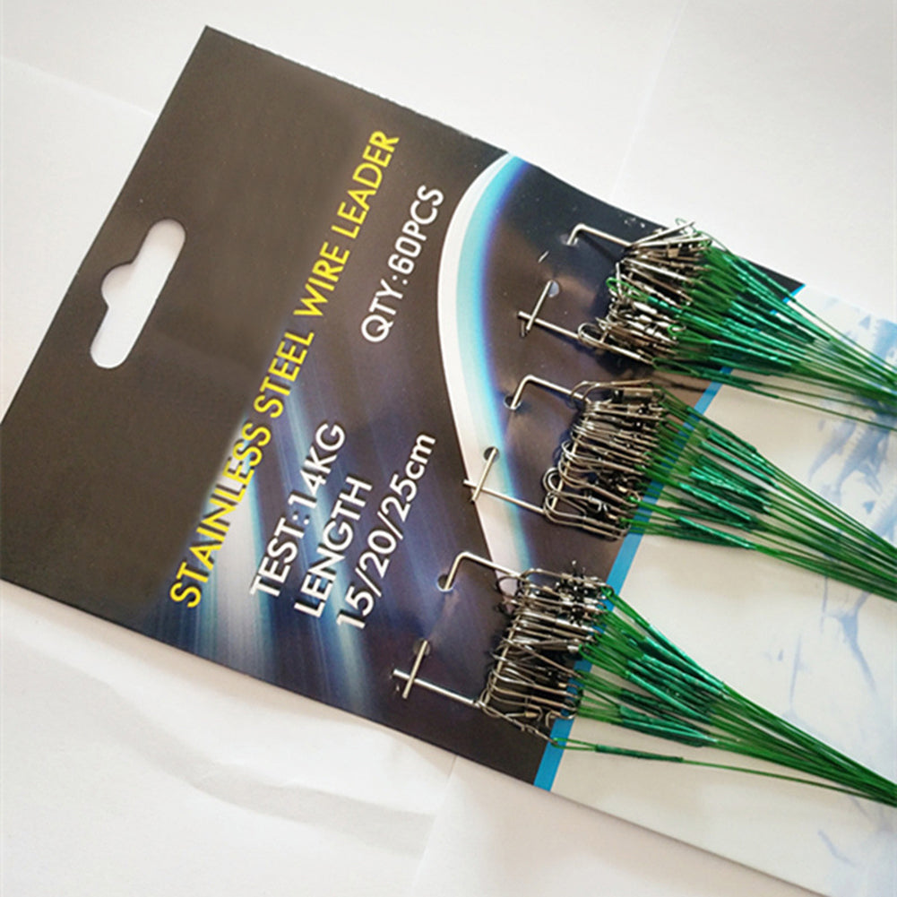 60Pcs Lure Fishhook Anti-bite Fishing Line Leash Cord Steel Wire Leader Tackle
