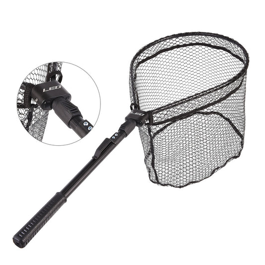 Single Section Foldable Aluminum Alloy Pole Fly Fishing Brail Landing Oval Net