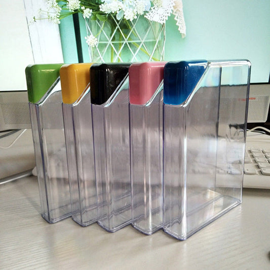 450ML Creative Book Paper Shape Transparent Portable Flat Plastic Water Bottle