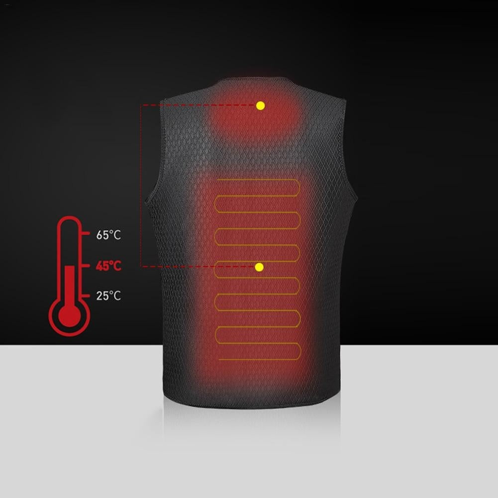 Zipper Pocket Sleeveless USB Electric Heating Winter Warm Unisex Vest Waistcoat