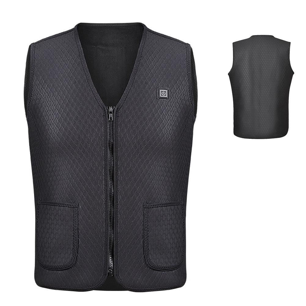 Zipper Pocket Sleeveless USB Electric Heating Winter Warm Unisex Vest Waistcoat