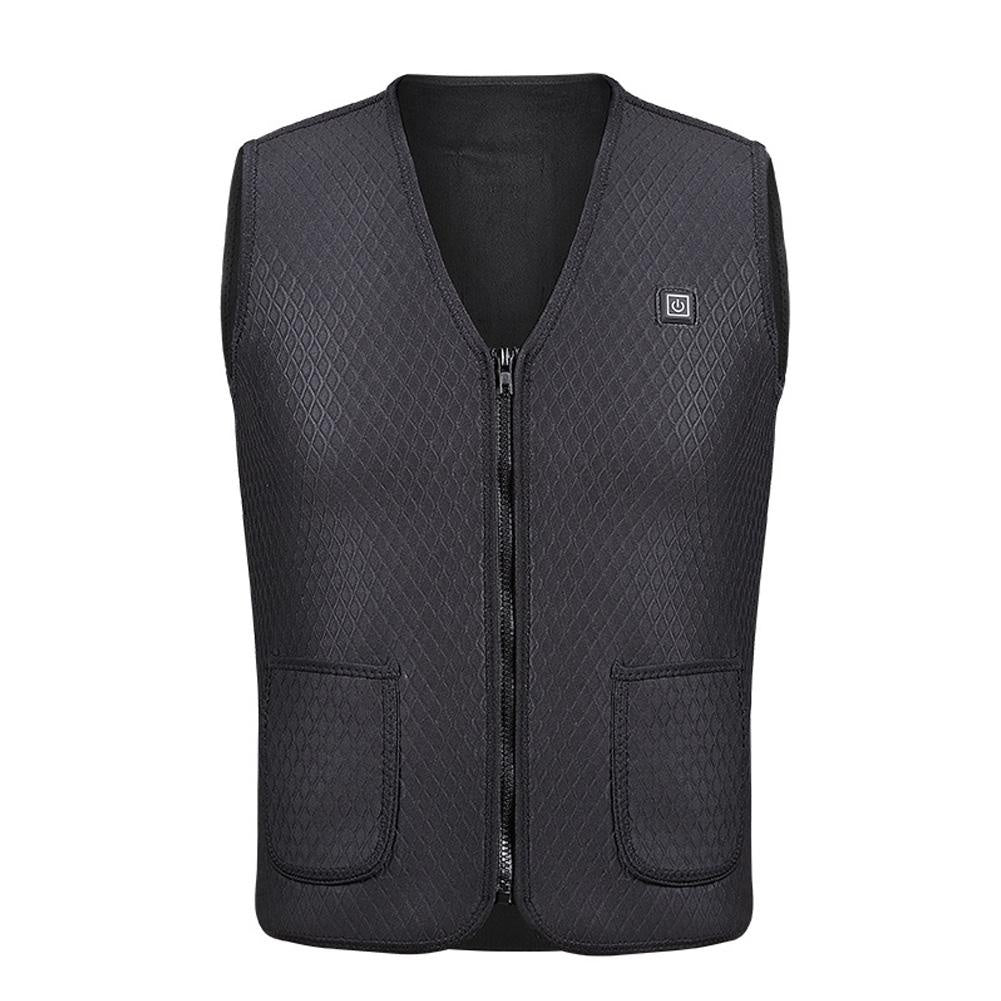 Zipper Pocket Sleeveless USB Electric Heating Winter Warm Unisex Vest Waistcoat