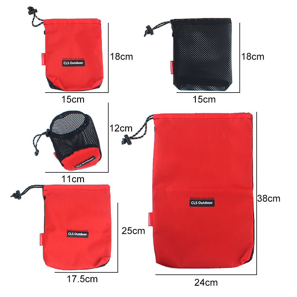 5Pcs Portable Outdoor Camping Travel Cosmetic Storage Mesh Bags Pouch Organizer