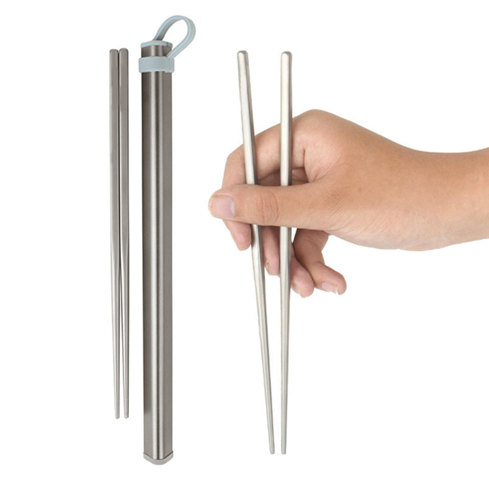 Portable Anti-skid Outdoor Picnic Travel Titanium Chopsticks with Storage Case