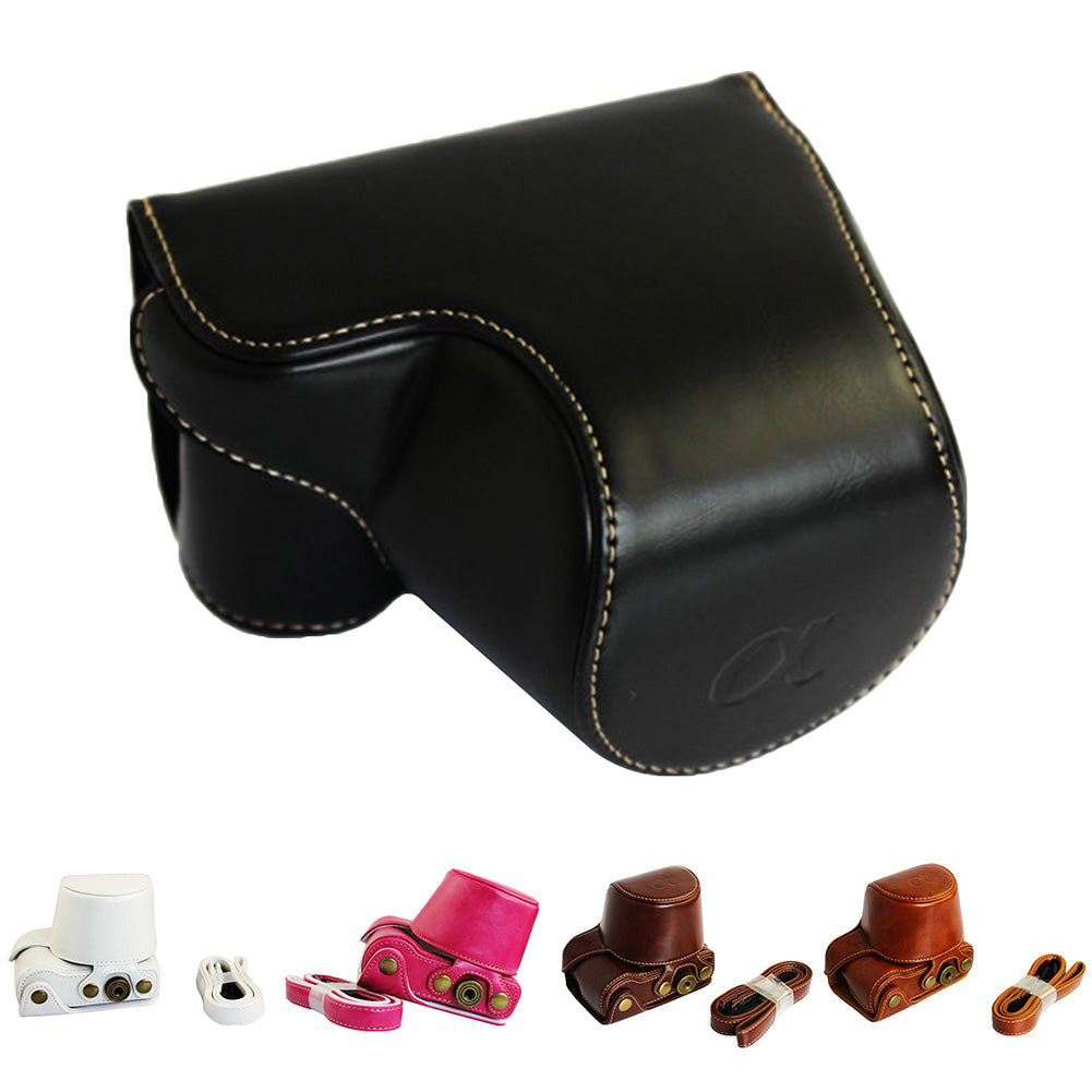 Faux Leather Case Cover Protective Pouch Camera Bag for Sony A5000 A5100 NEX-3N