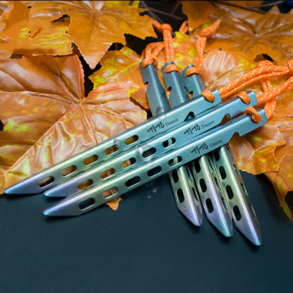4/6Pcs Outdoor Camping Fishing Titanium Tent Canopy Stake Pegs V-Shape Nail Tool
