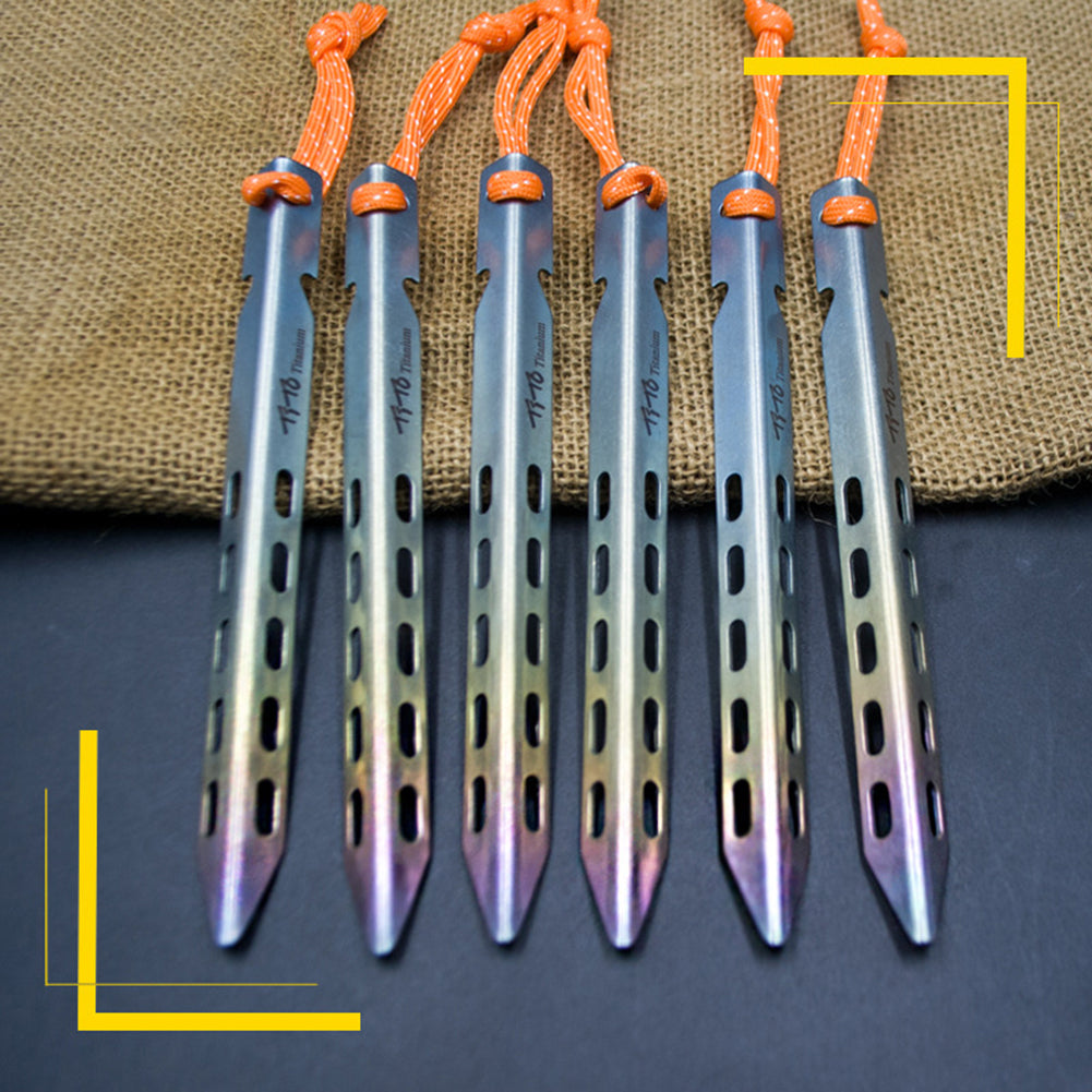 4/6Pcs Outdoor Camping Fishing Titanium Tent Canopy Stake Pegs V-Shape Nail Tool