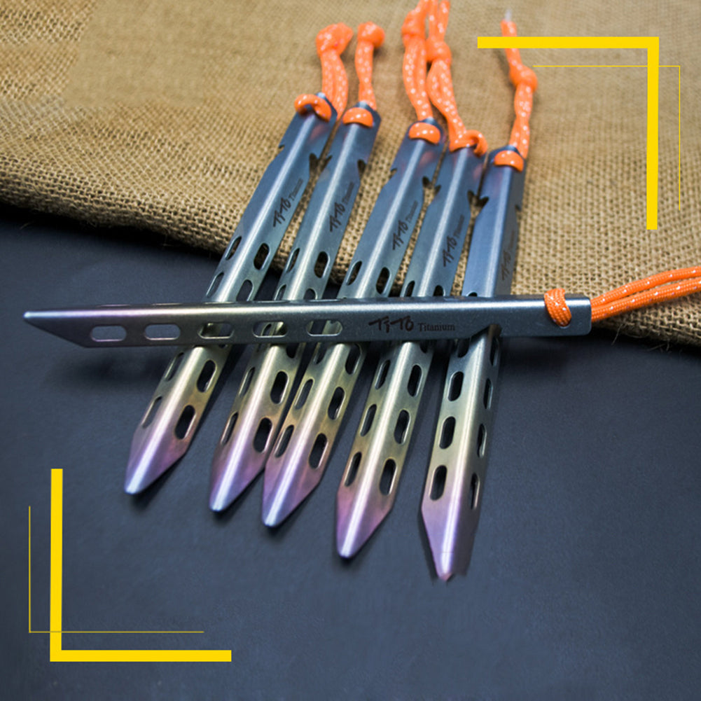 4/6Pcs Outdoor Camping Fishing Titanium Tent Canopy Stake Pegs V-Shape Nail Tool