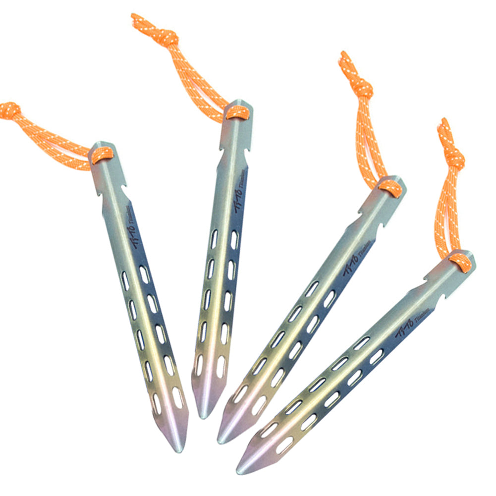 4/6Pcs Outdoor Camping Fishing Titanium Tent Canopy Stake Pegs V-Shape Nail Tool