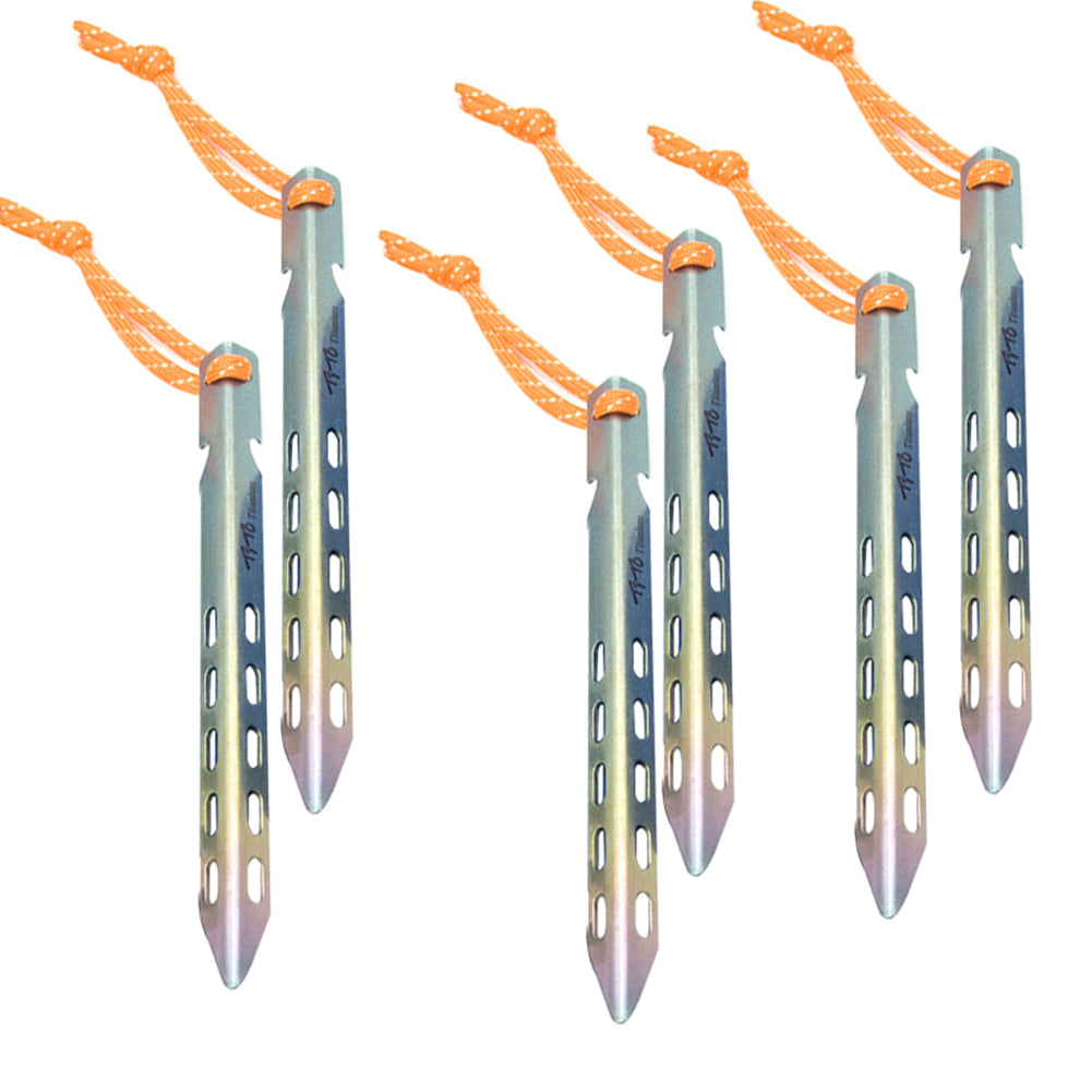 4/6Pcs Outdoor Camping Fishing Titanium Tent Canopy Stake Pegs V-Shape Nail Tool