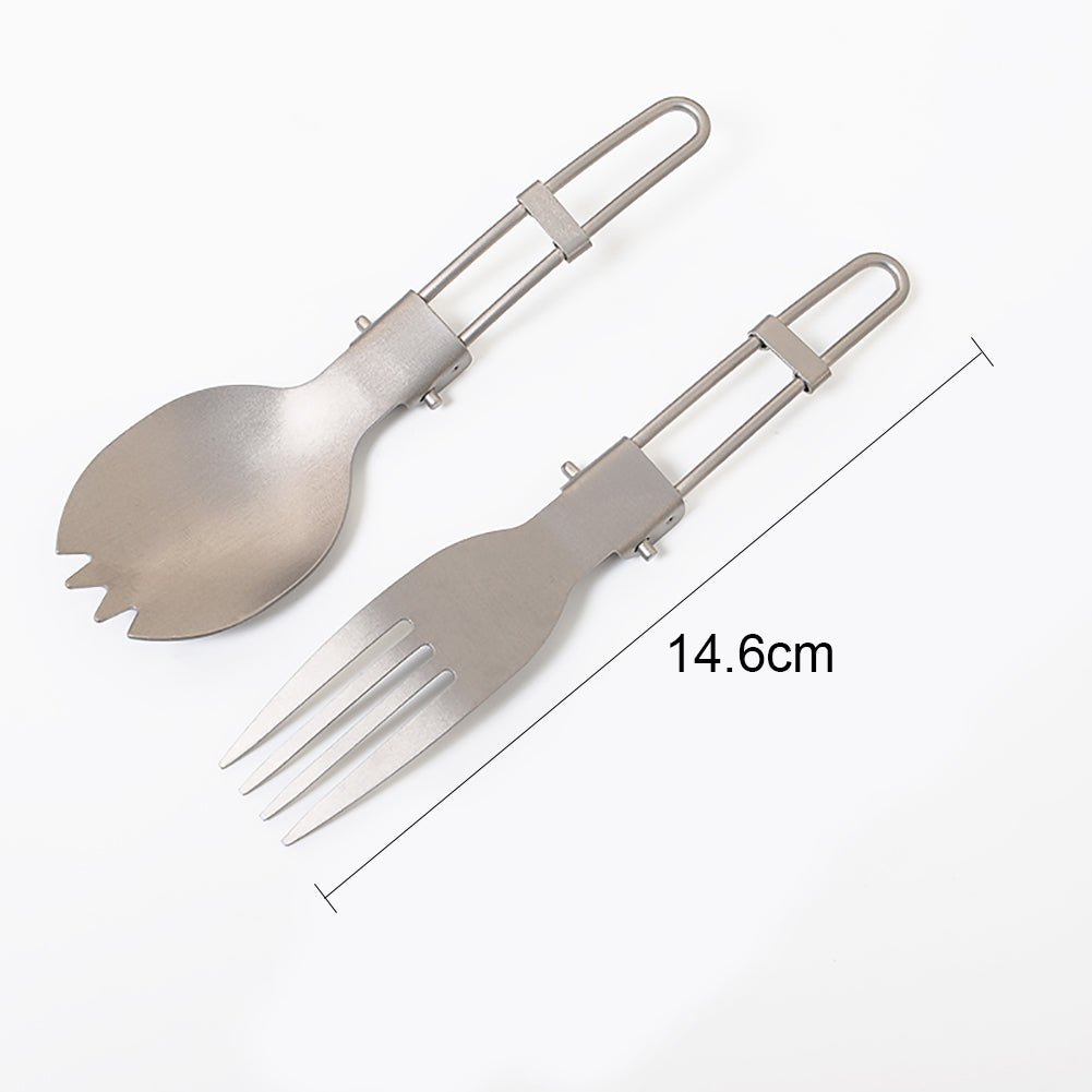 Outdoor Portable Titanium Folding Fork Spoon Picnic Camping Hiking Tableware
