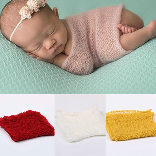 Newborn Baby Boy Girl Faux Mohair Wrap Knit Photography Prop Baby Photo Prop