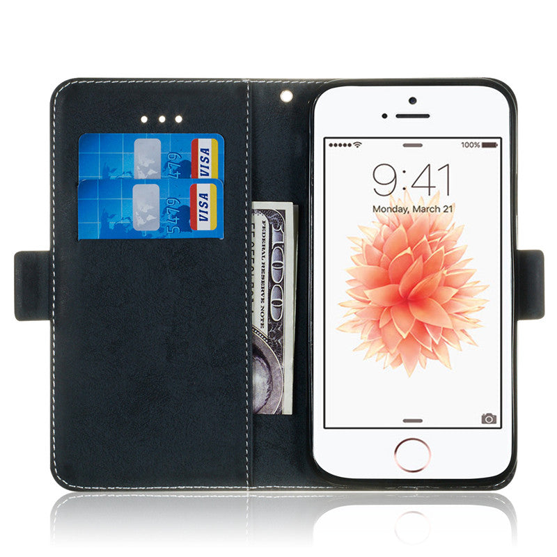 For iPhone 5S SE Case Flip Stand Wallet Retro PU Leather Cover design Mobile Phone Bags With Card slot function