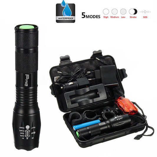 Super Bright Outdoor Tactical 5 Mode Flashlight T6 LED Zoomable Torch Lamp Light