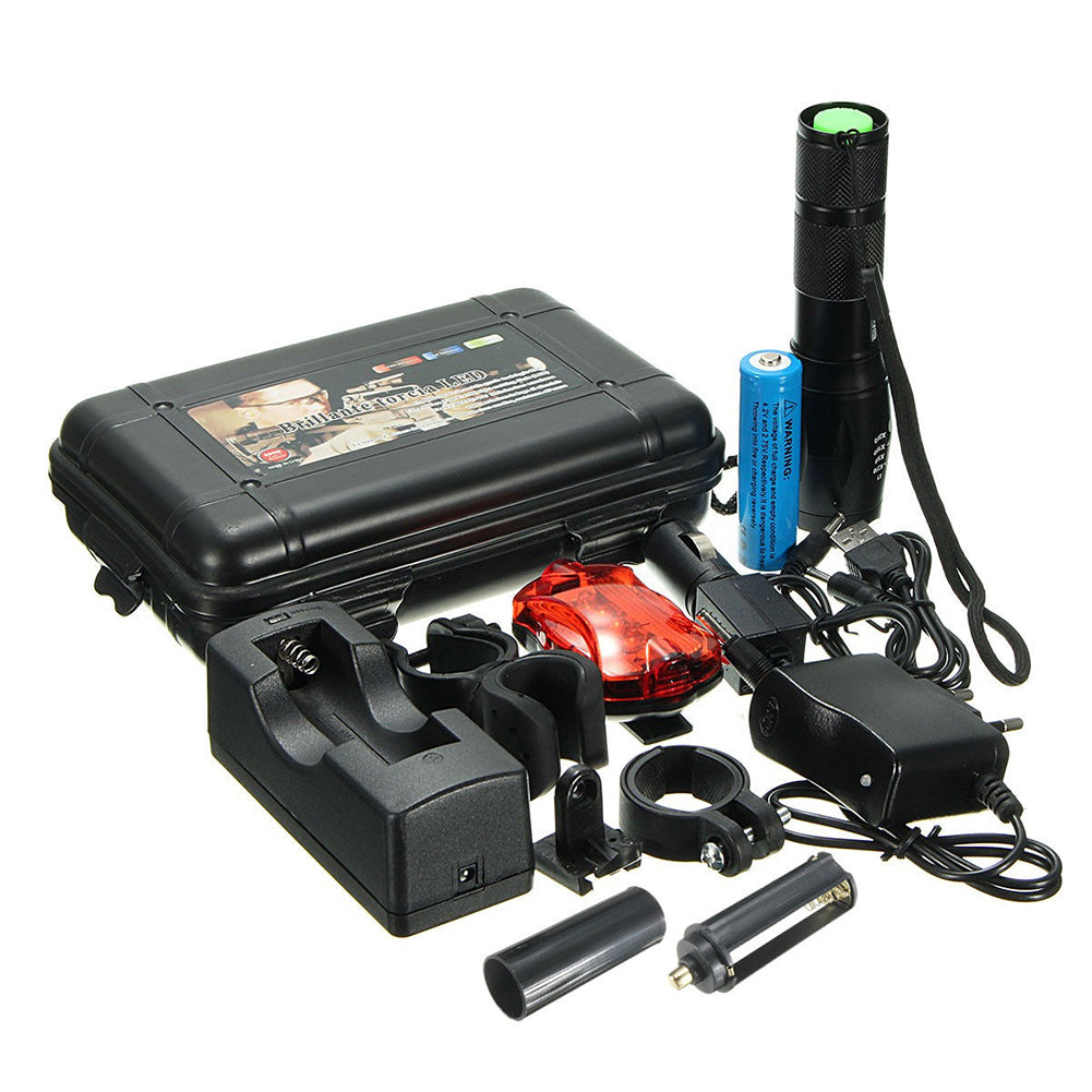 Super Bright Outdoor Tactical 5 Mode Flashlight T6 LED Zoomable Torch Lamp Light