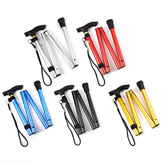 Collapsible Aluminum Alloy Walking Stick Foldable Column Hiking Travel Cane
