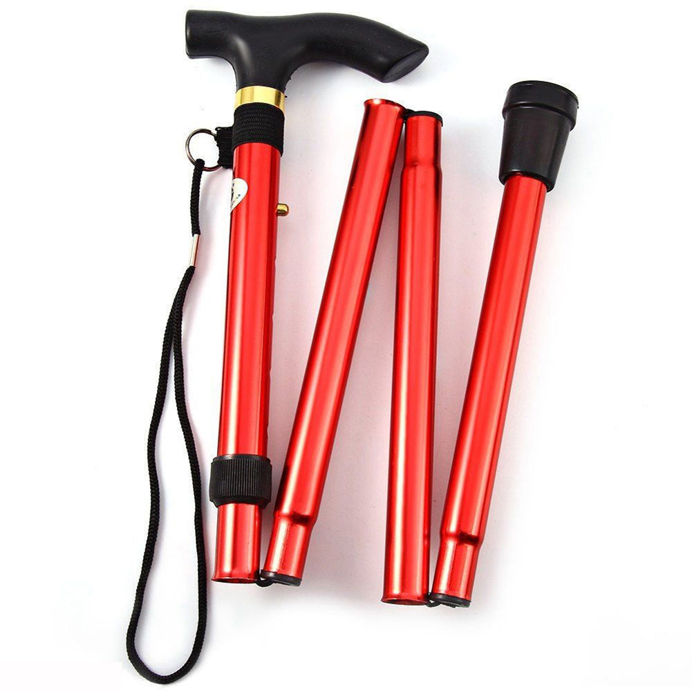 Collapsible Aluminum Alloy Walking Stick Foldable Column Hiking Travel Cane