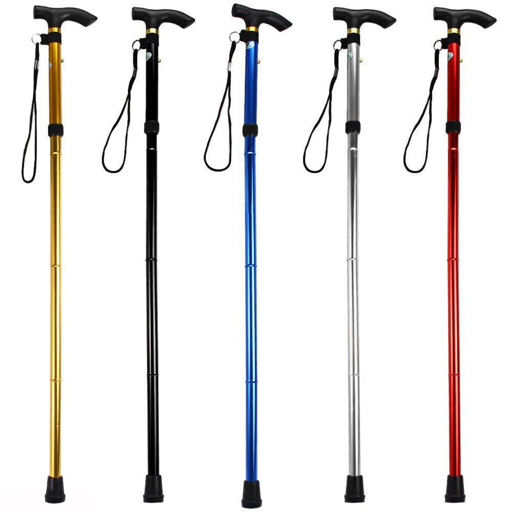 Collapsible Aluminum Alloy Walking Stick Foldable Column Hiking Travel Cane