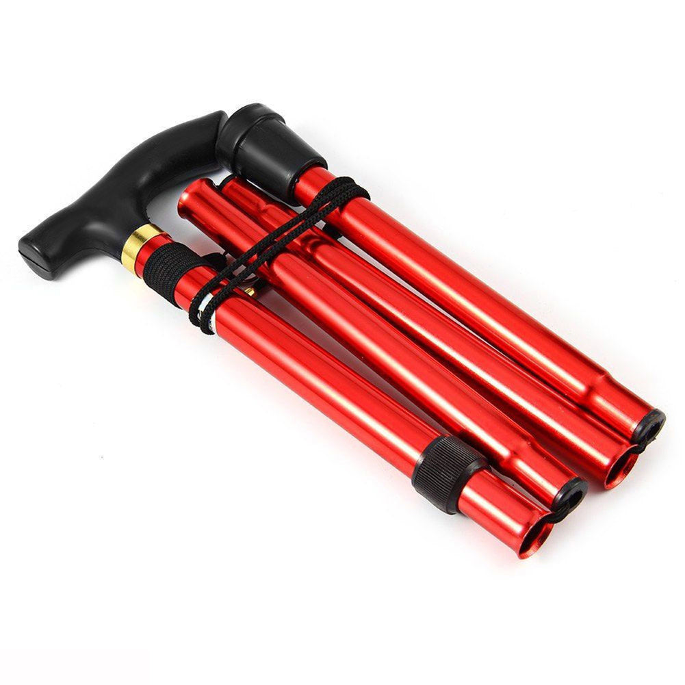 Collapsible Aluminum Alloy Walking Stick Foldable Column Hiking Travel Cane