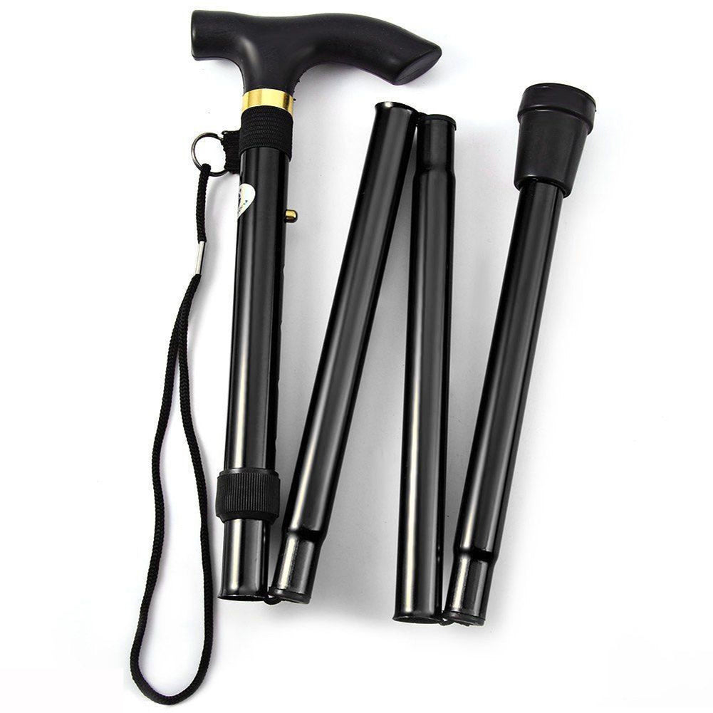 Collapsible Aluminum Alloy Walking Stick Foldable Column Hiking Travel Cane