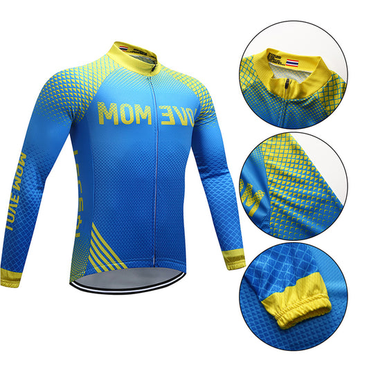 Men's Fashion Sporty Quick Dry Racing Cycling Stand Collar Long Sleeve Top