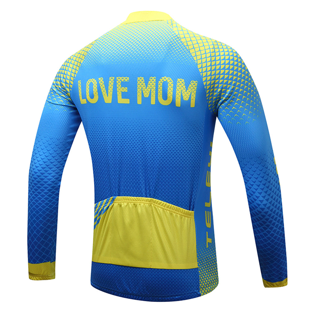 Men's Fashion Sporty Quick Dry Racing Cycling Stand Collar Long Sleeve Top