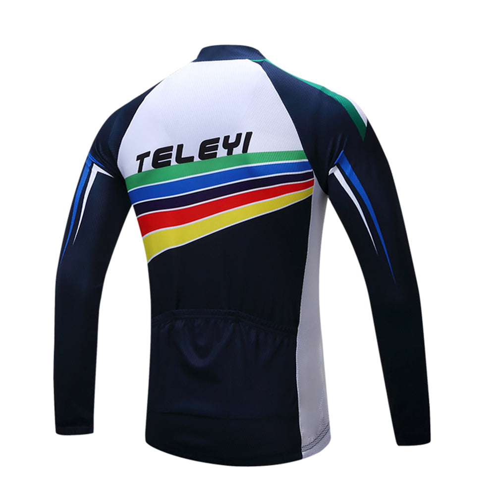 Men's Fashion Sporty Quick Dry Racing Cycling Stand Collar Long Sleeve Top