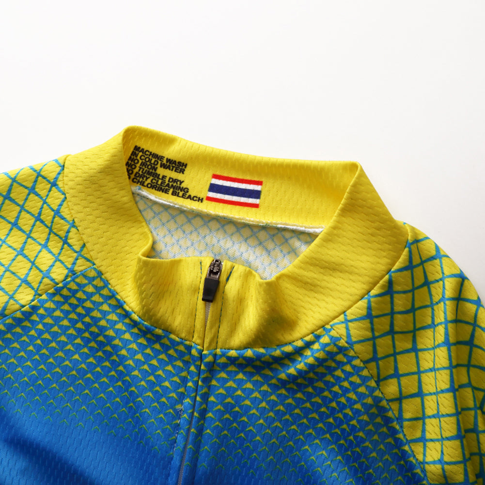 Men's Fashion Sporty Quick Dry Racing Cycling Stand Collar Long Sleeve Top