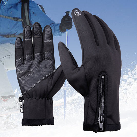 Outdoor Cycling Skiing Full Finger Zipper Winter Warm Unisex Touch Screen Gloves