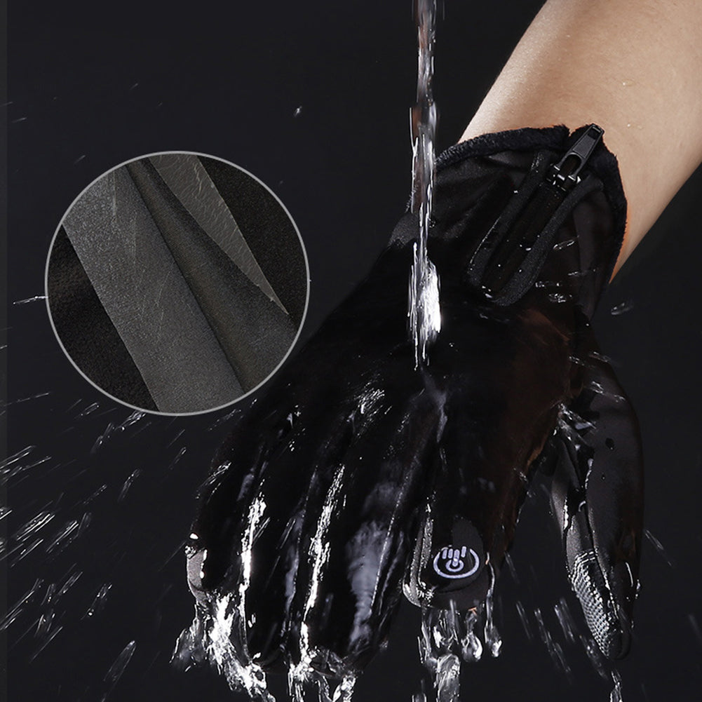 Outdoor Cycling Skiing Full Finger Zipper Winter Warm Unisex Touch Screen Gloves