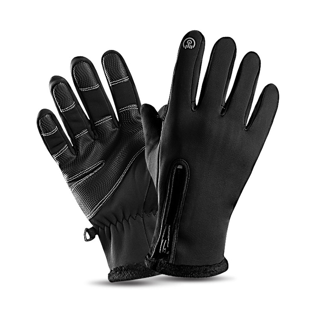 Outdoor Cycling Skiing Full Finger Zipper Winter Warm Unisex Touch Screen Gloves