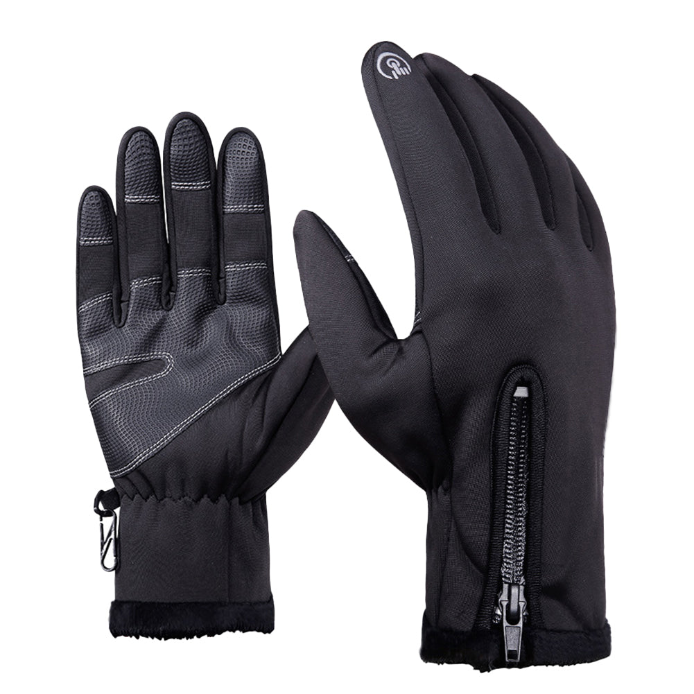 Outdoor Cycling Skiing Full Finger Zipper Winter Warm Unisex Touch Screen Gloves