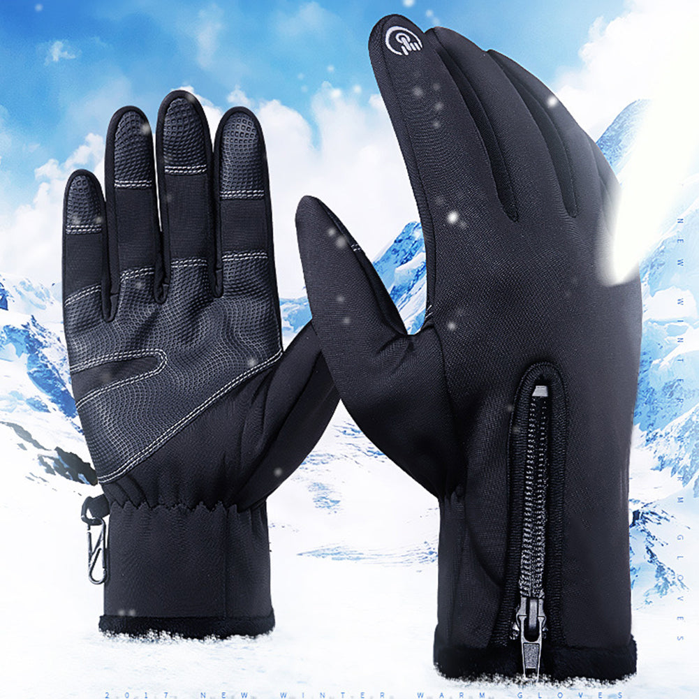 Outdoor Cycling Skiing Full Finger Zipper Winter Warm Unisex Touch Screen Gloves