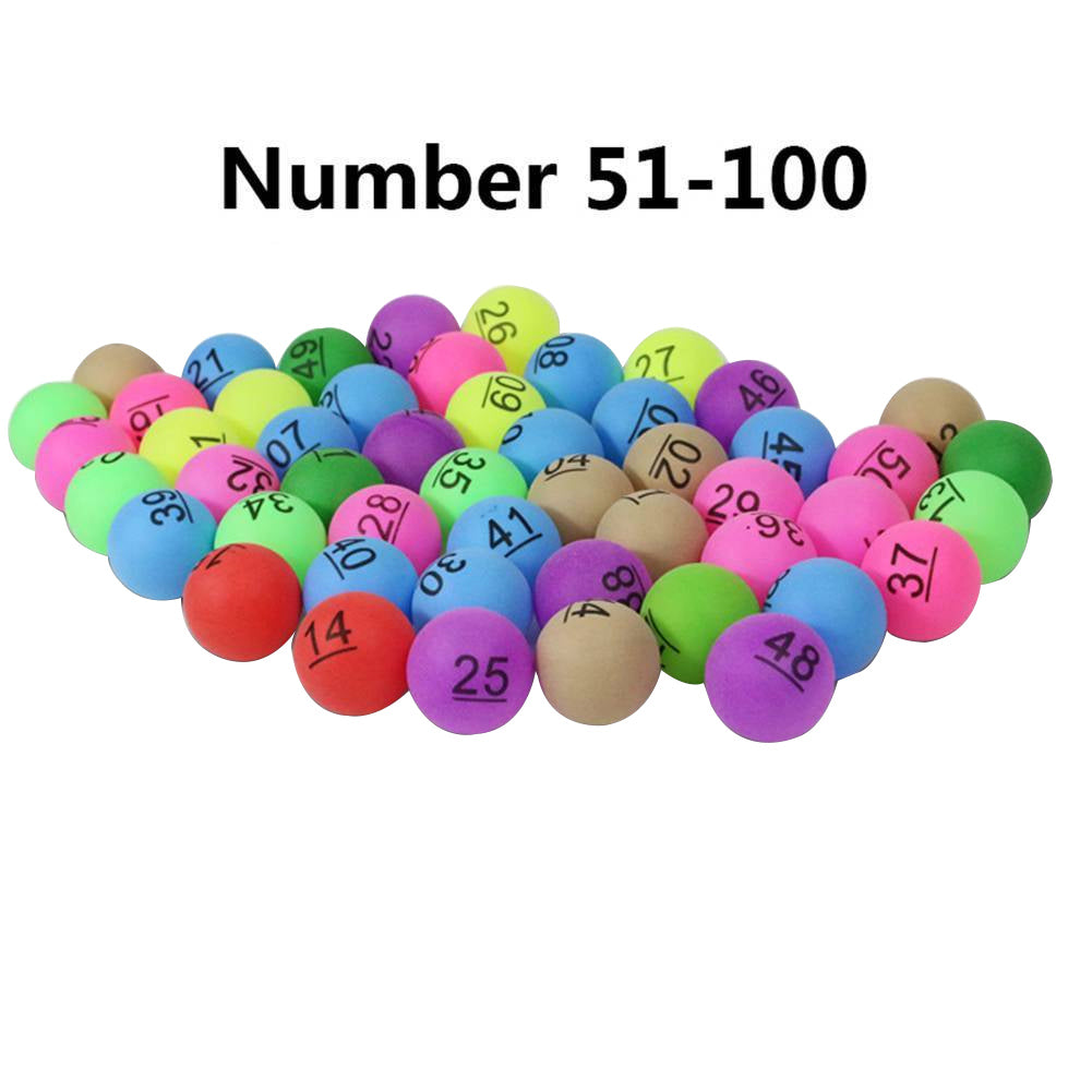 50Pcs Number 1-200 Assorted Color Lucky Dip Gaming Lottery Ping Pong Balls