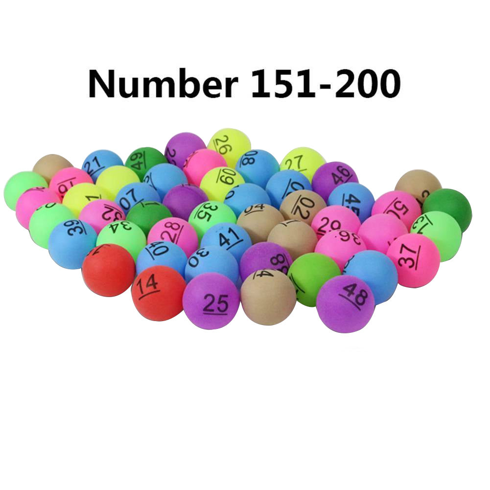 50Pcs Number 1-200 Assorted Color Lucky Dip Gaming Lottery Ping Pong Balls