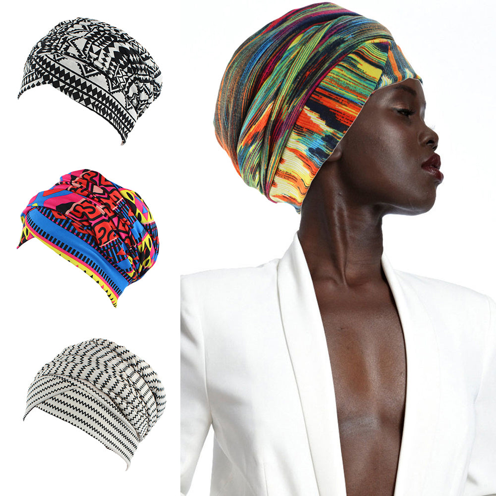 Fashion Printed Women Muslim Hijab Turban Elastic Cotton Head Wrap Hat Headscarf