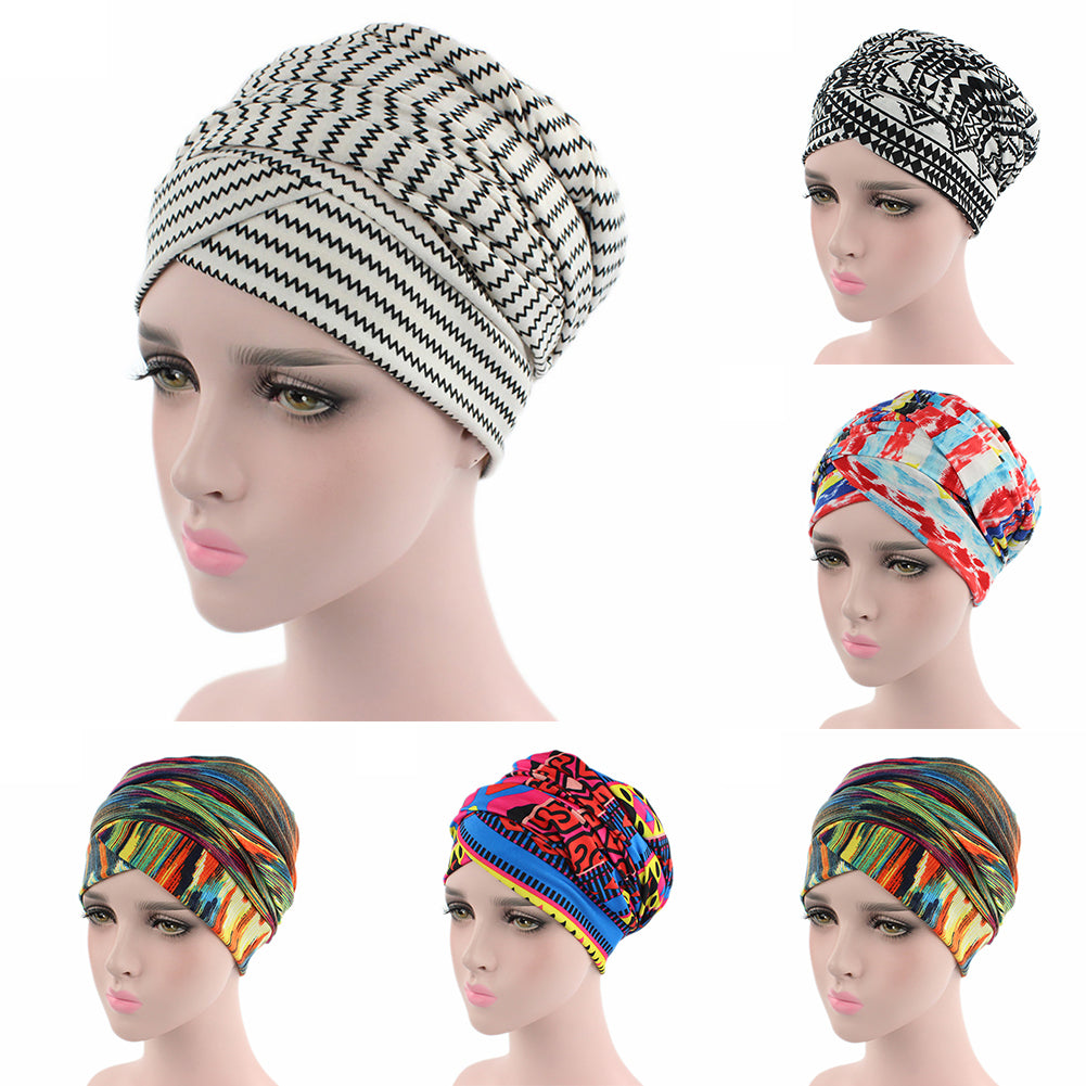 Fashion Printed Women Muslim Hijab Turban Elastic Cotton Head Wrap Hat Headscarf