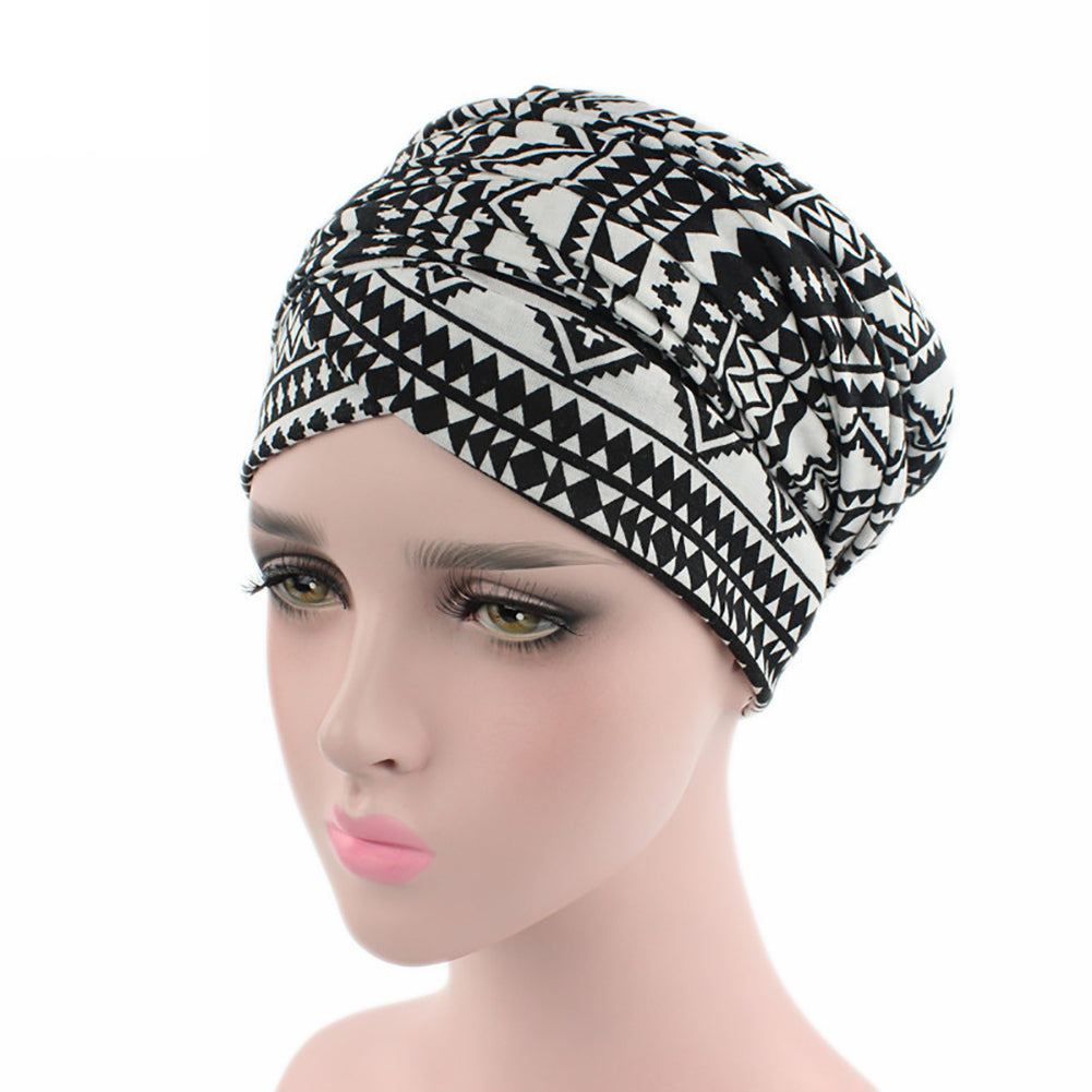 Fashion Printed Women Muslim Hijab Turban Elastic Cotton Head Wrap Hat Headscarf