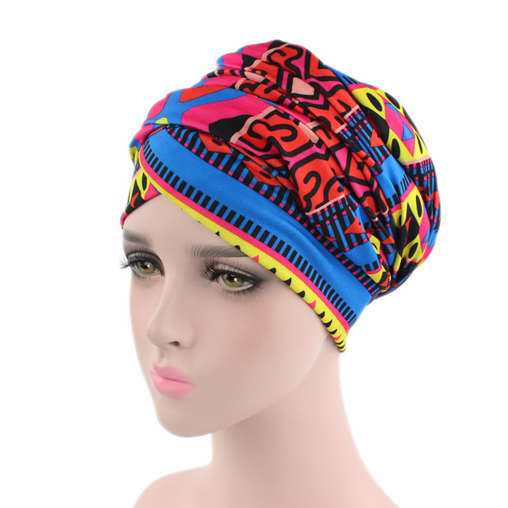 Fashion Printed Women Muslim Hijab Turban Elastic Cotton Head Wrap Hat Headscarf
