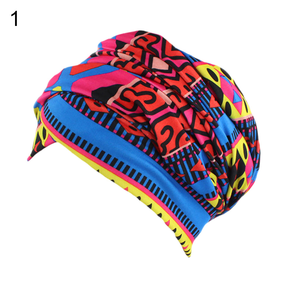Fashion Printed Women Muslim Hijab Turban Elastic Cotton Head Wrap Hat Headscarf