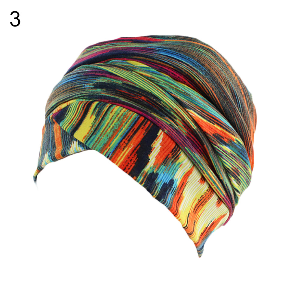 Fashion Printed Women Muslim Hijab Turban Elastic Cotton Head Wrap Hat Headscarf