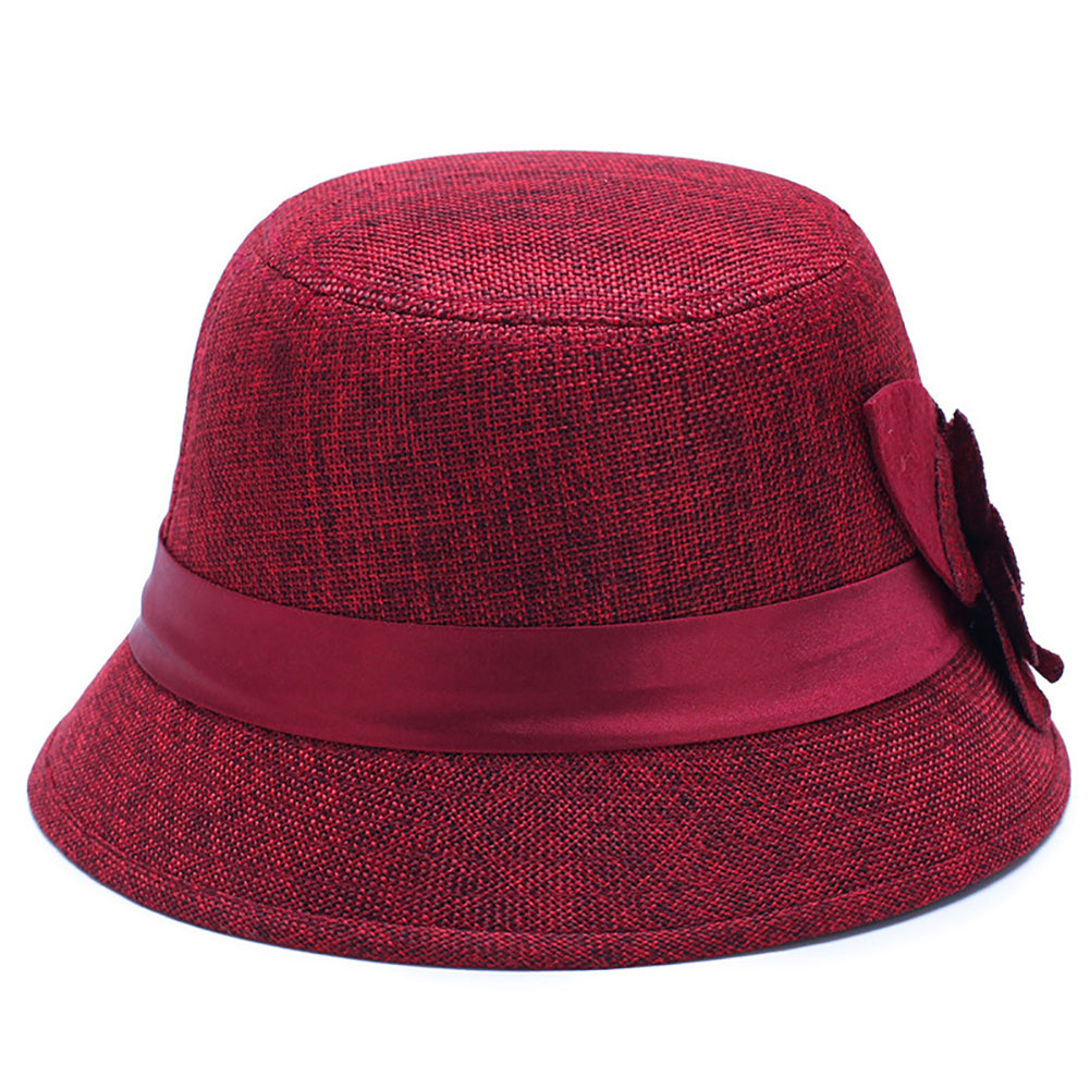 Retro Spring Summer Flower Linen Wide Brim Cocktail Party Travel Ladies Hat Gift