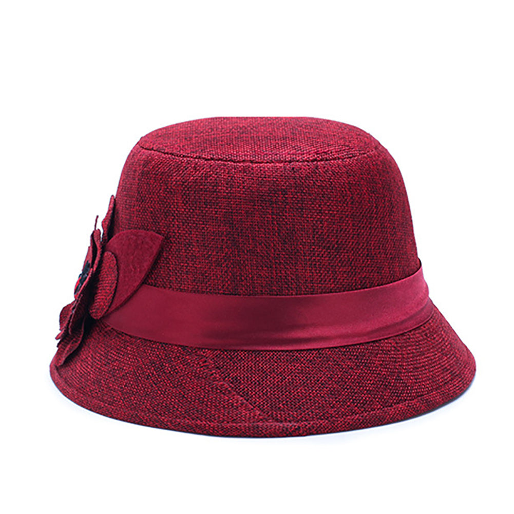 Retro Spring Summer Flower Linen Wide Brim Cocktail Party Travel Ladies Hat Gift
