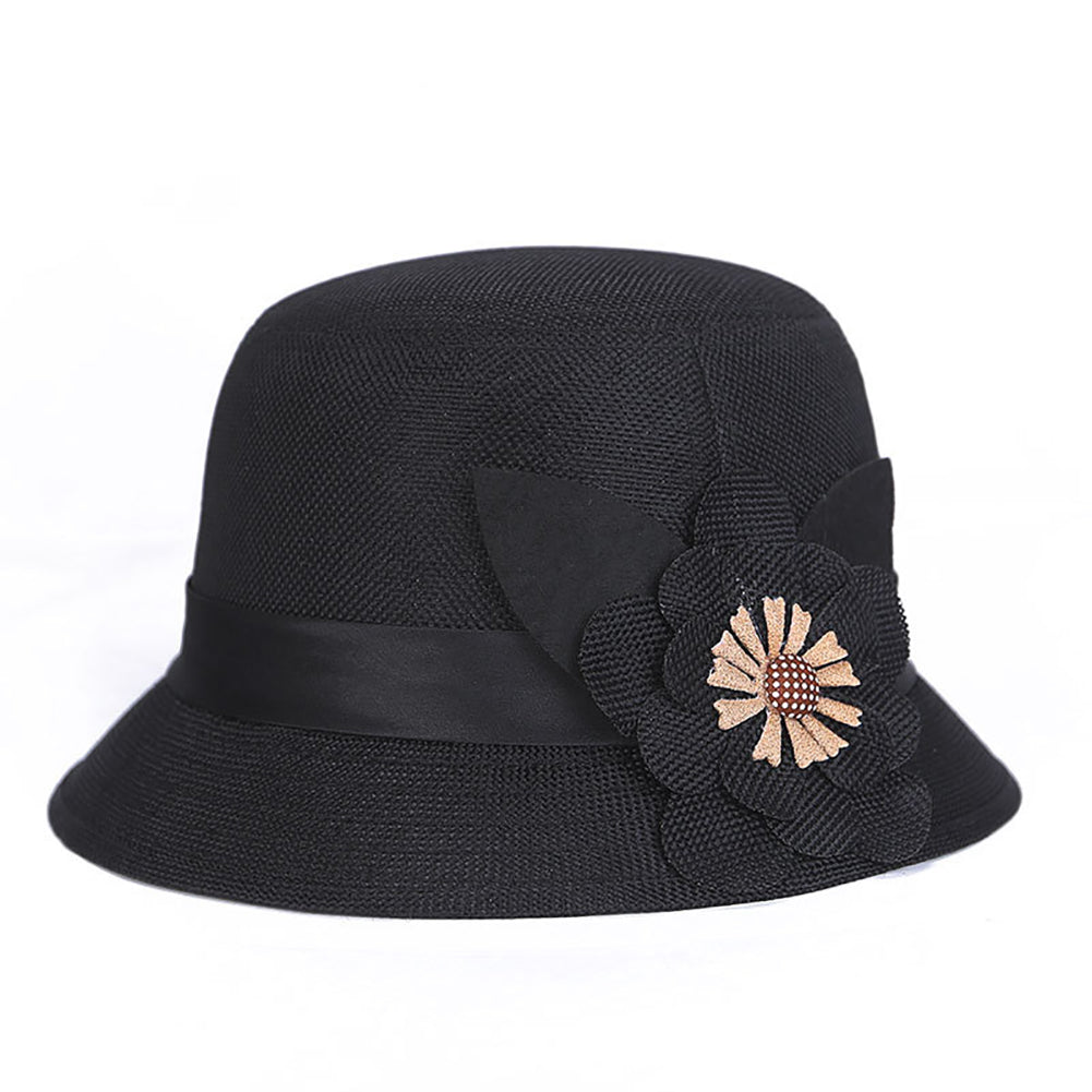 Retro Spring Summer Flower Linen Wide Brim Cocktail Party Travel Ladies Hat Gift