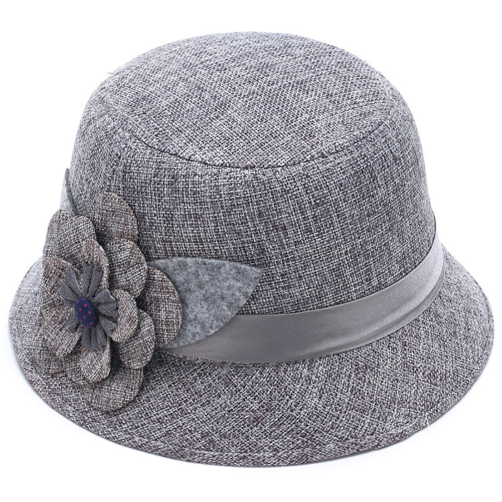 Retro Spring Summer Flower Linen Wide Brim Cocktail Party Travel Ladies Hat Gift