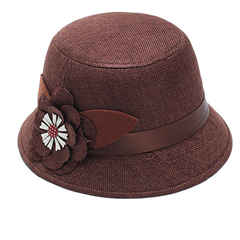 Retro Spring Summer Flower Linen Wide Brim Cocktail Party Travel Ladies Hat Gift