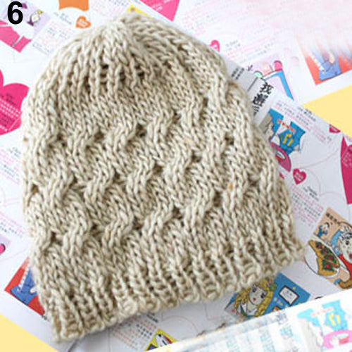 Women's Sweet Knit Crochet Ski Hat Winter Warm Braided Baggy Beret Beanie Cap