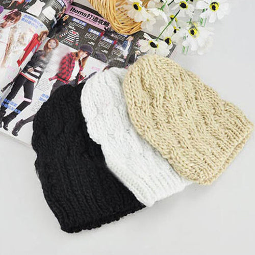 Women's Sweet Knit Crochet Ski Hat Winter Warm Braided Baggy Beret Beanie Cap