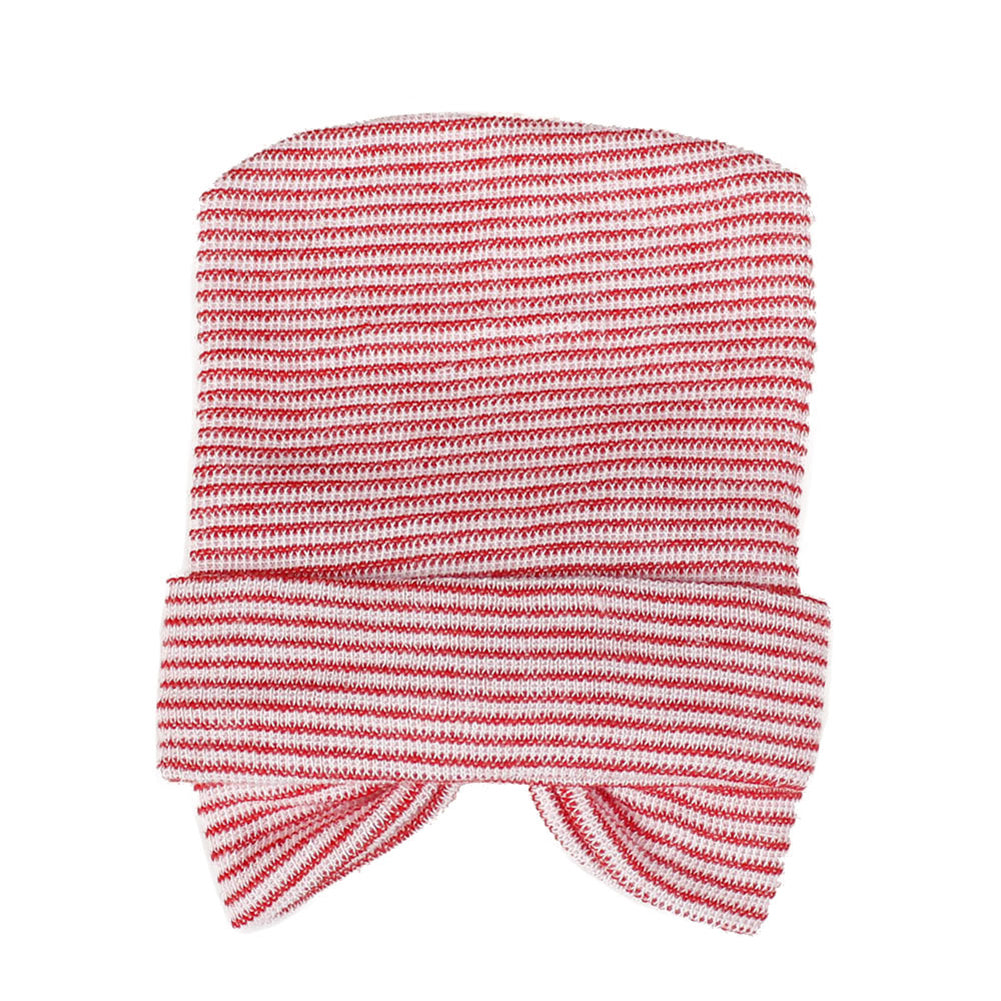 Lovely Newborn Baby Big Bow Striped Beanie Cap Photography Prop Knitted Hat